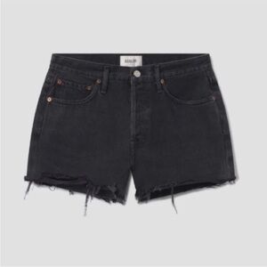 Agolde Parker Denim Shorts Long Cutoff Vintage High Rise Rogue Black Size 24
